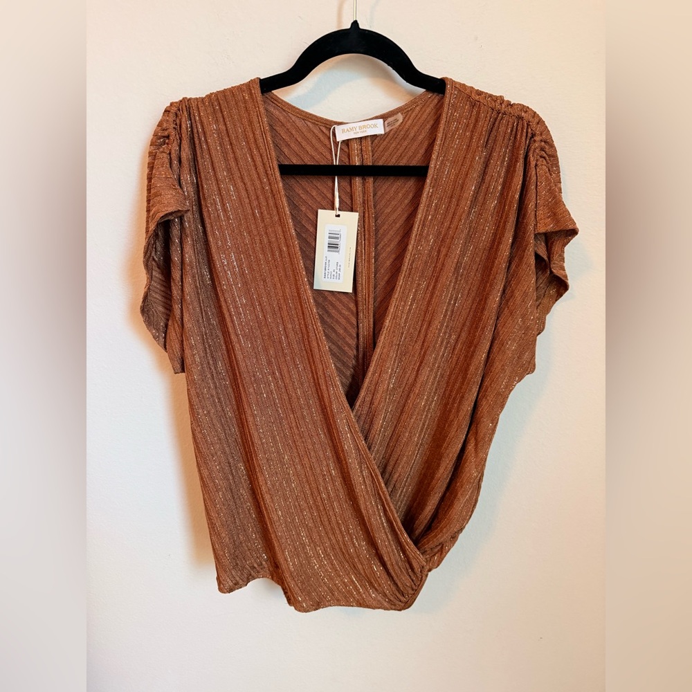 NWT Ramy Brook Bronze Metallic Blouse
